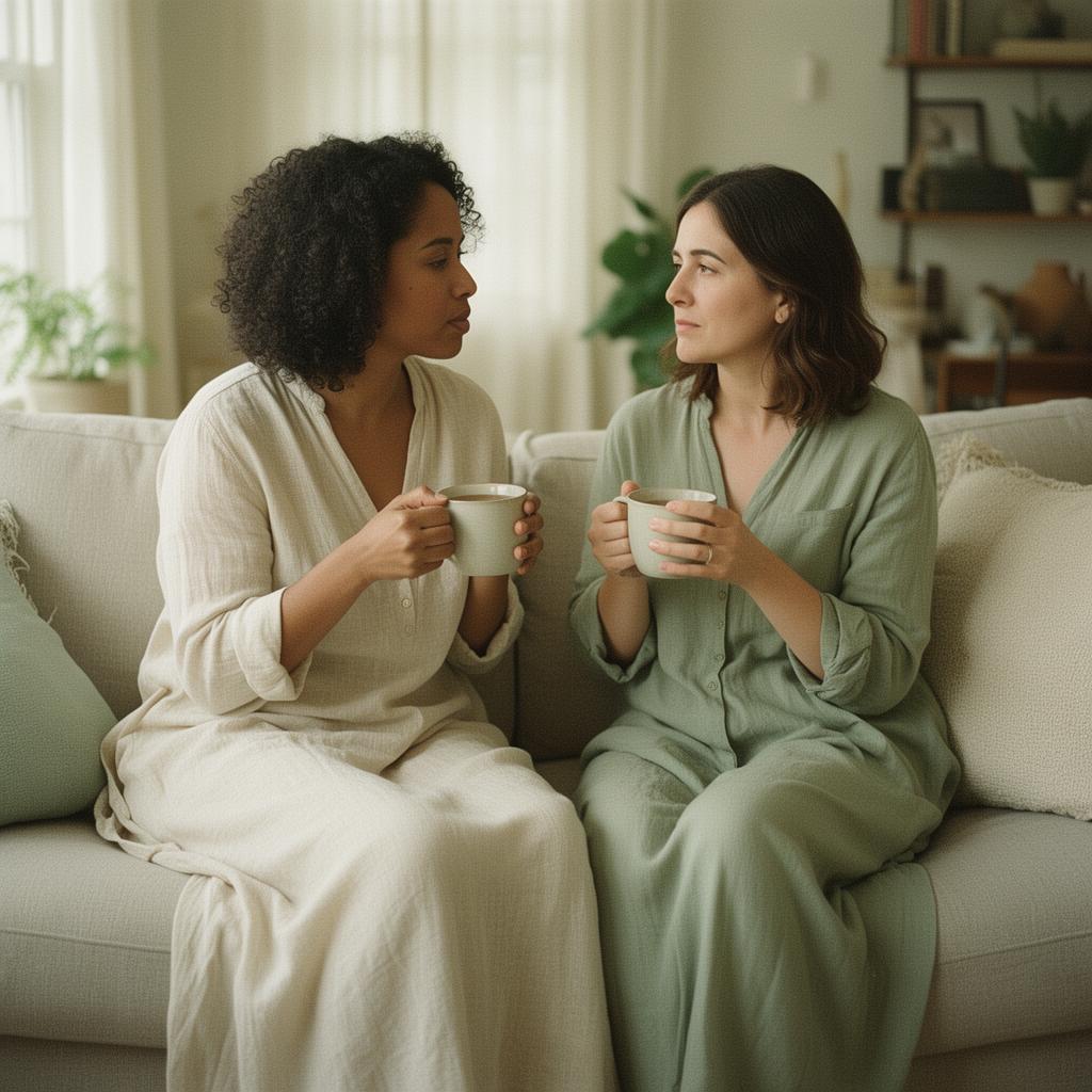 Two mothers sharing a quiet moment